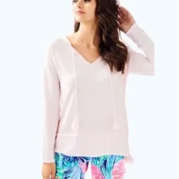 Lilly Pulitzer Colene Sweater Womens Pale Pink Paradise Tint Heather Tassel - Picture 1 of 4